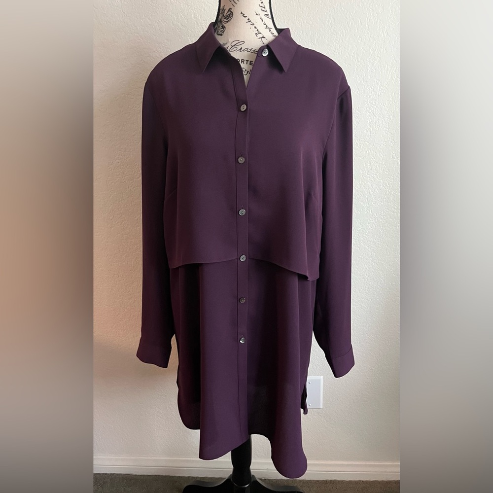 NWOT Gorgeous J.Jill Button-Front Layered Tunic in Deep Plum, size M